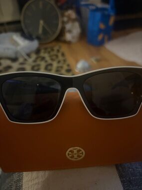 Tory Burch Black Sunglasses with White Trim